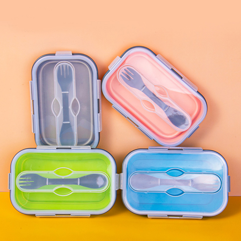 Meal Prep Lunch Boxes - 子供と大人のための折りたたみ式シリコンフードボックス,ヘルシー,ポータブル,電子レンジボウル,日本のお弁当,900ml