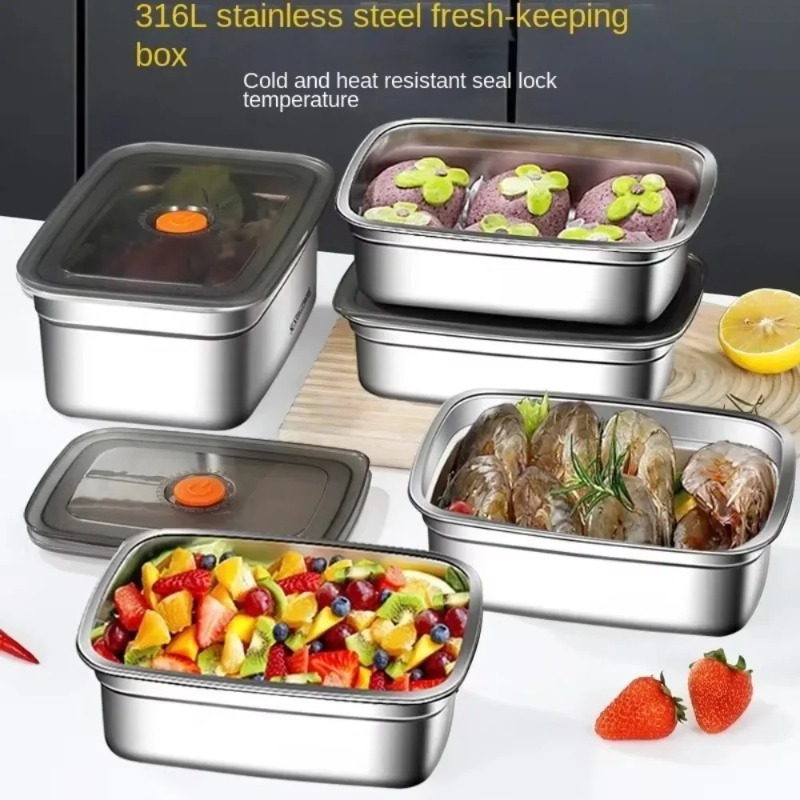 Meal Prep Lunch Boxes - 漏れ防止弁当箱 ステンレス製携帯弁当箱 密閉型食品グレード冷蔵庫専用カバー付き