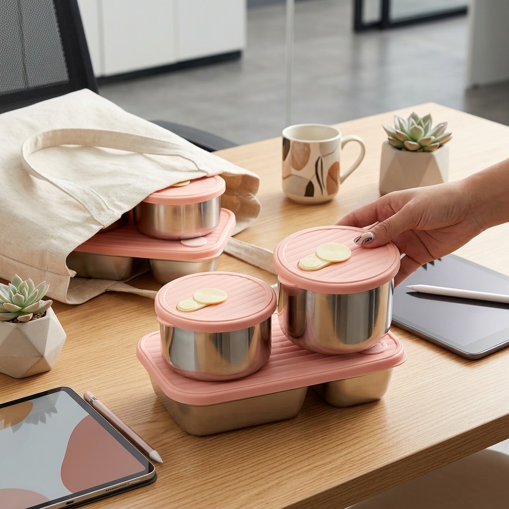 Meal Prep Lunch Boxes - 電子レンジ対応 304ステンレス製ランチボックスセット 弁当箱 食事準備用食品保存容器 子供 大人
