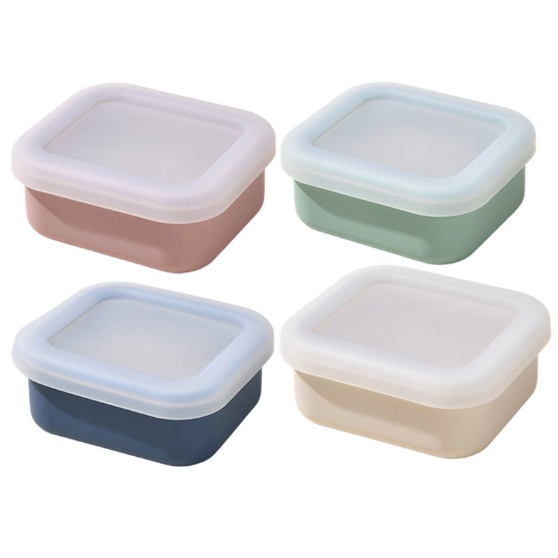 Meal Prep Soup - AB33-4個入りシリコン製冷凍庫用型 蓋付き スープ、ソース、シチュー、ミールプレップ容器用