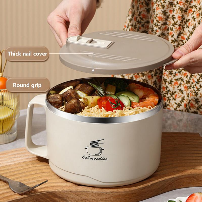 Meal Prep Soup - ステンレス製大容量蓋付き麺鉢、耐久性のある高品質キッチン用食器、インスタントラーメン、スープ、ご飯用