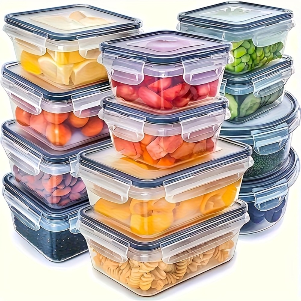 Meal Prep Lunch Boxes - 1個入り密閉食品保存容器（蓋付き）、漏れ防止弁当箱、電子レンジ対応の食事準備用冷蔵庫オーガナイザー
