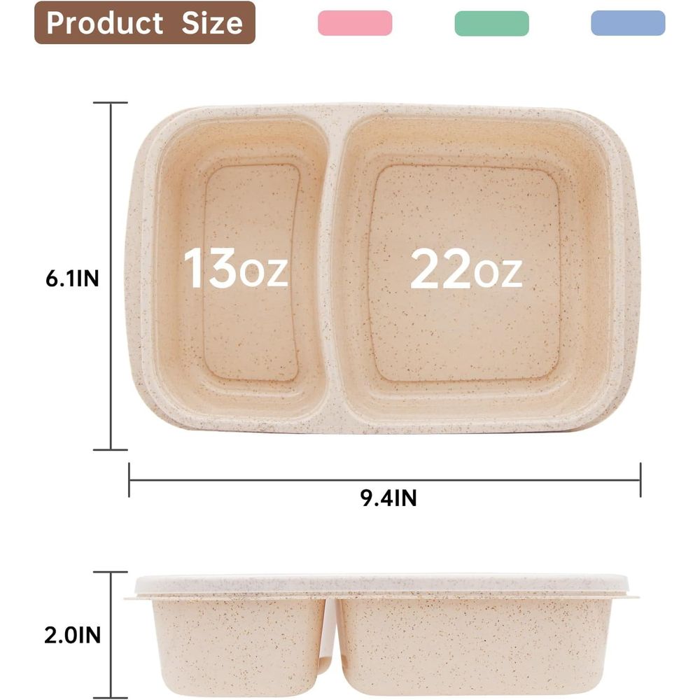 4パック弁当箱、2つのコンパートメント付き食事準備容器、蓋付 - Meal Prep Lunch Boxes のレビューと価格