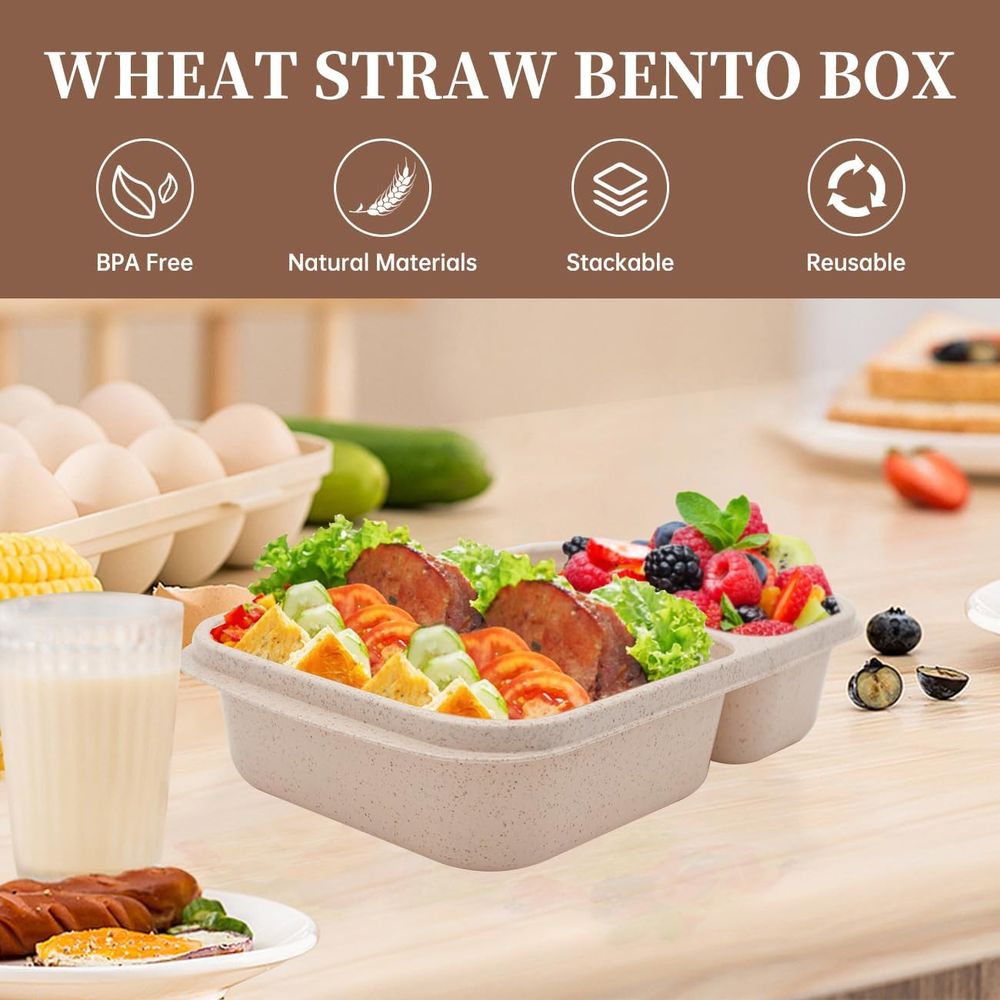 4パック弁当箱、2つのコンパートメント付き食事準備容器、蓋付 - Meal Prep Lunch Boxes のレビューと価格