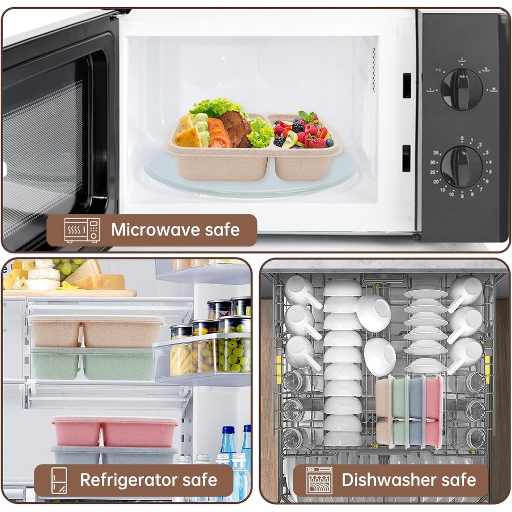 4パック弁当箱、2つのコンパートメント付き食事準備容器、蓋付 - Meal Prep Lunch Boxes のレビューと価格