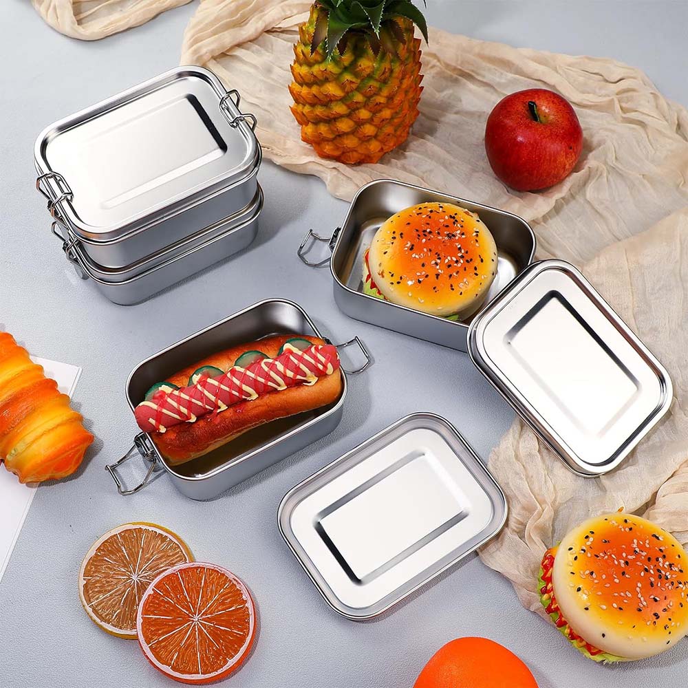 4 個のステンレス鋼弁当箱金属弁当箱食品保存容器ロック可能な - Meal Prep Lunch Boxes のレビューと価格