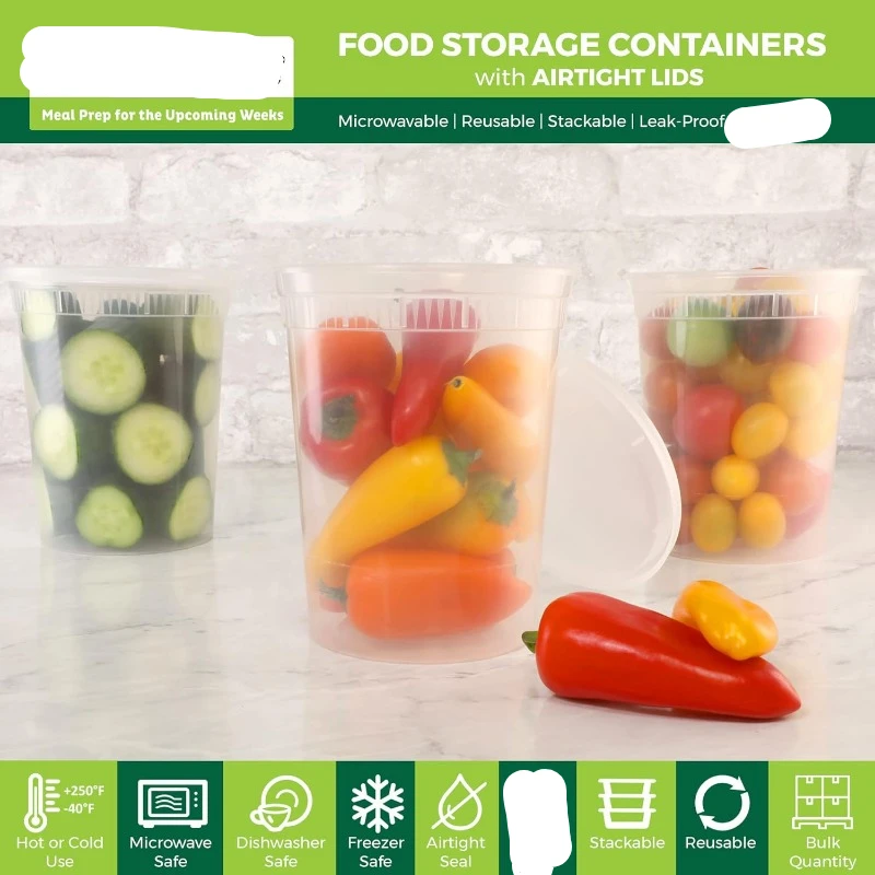 ふた付きプラスチックデリ容器、スライム、スープ、食事準備容器 - Meal Prep Soup のレビューと価格