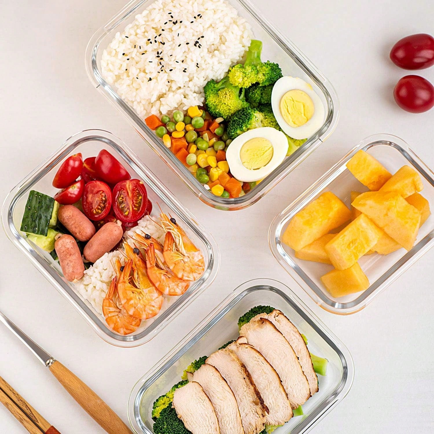 10個入りガラス製ミールプレップ容器、蓋付き食品保存容器、気 - Meal Prep Lunch Boxes のレビューと価格