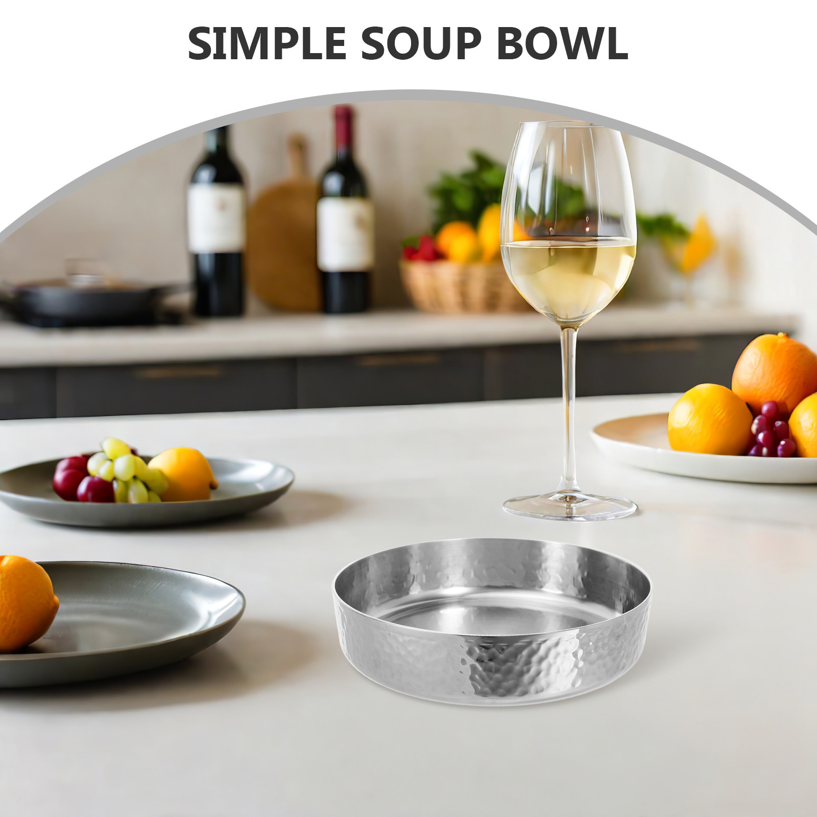 ステンレス製スープボウル、槌目模様の金属製ミキシングサラダボ - Meal Prep Soup のレビューと価格
