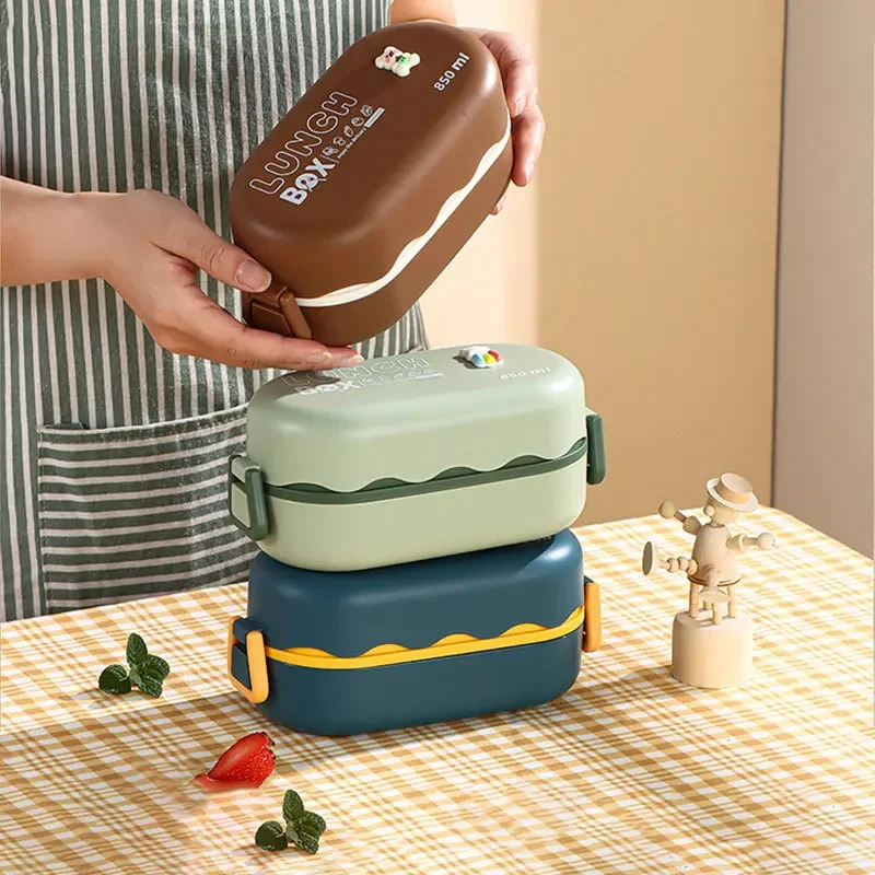 スプーンバックル付きの2層プラスチックコンパートメント弁当箱 - Meal Prep Lunch Boxes のレビューと価格
