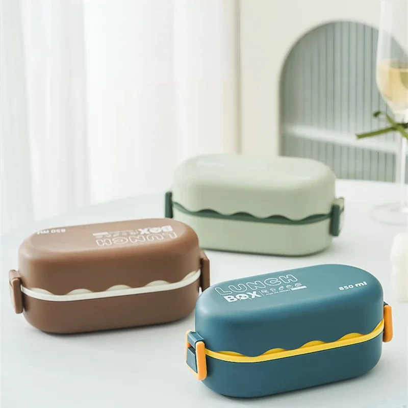 スプーンバックル付きの2層プラスチックコンパートメント弁当箱 - Meal Prep Lunch Boxes のレビューと価格