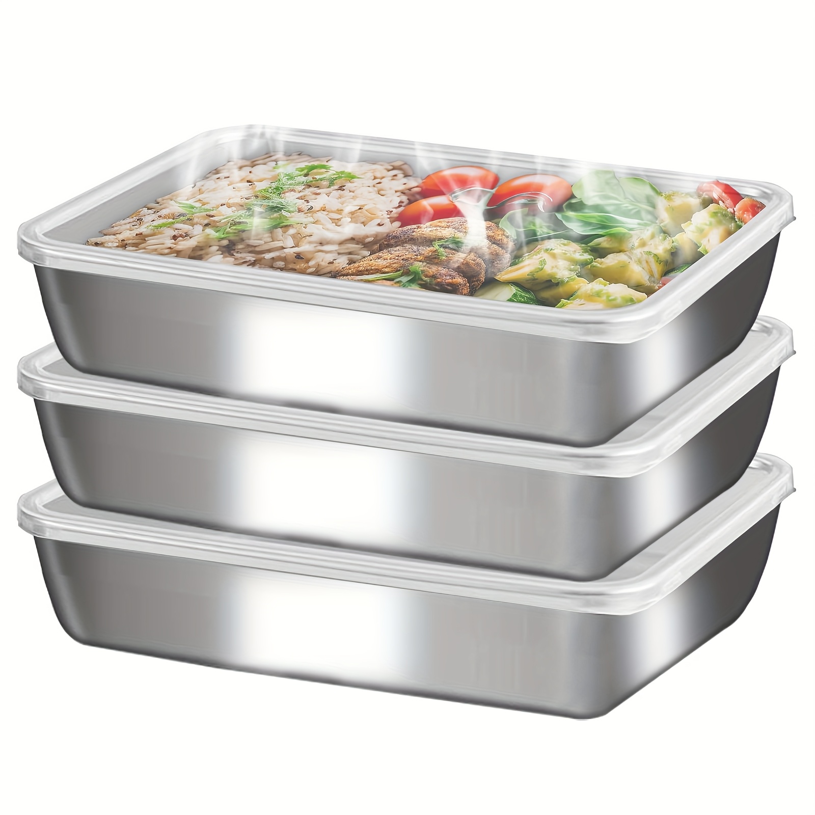 3個入りステンレス製食品容器＆ランチボックス、漏れ防止スタッ - Meal Prep Lunch Boxes のレビューと価格