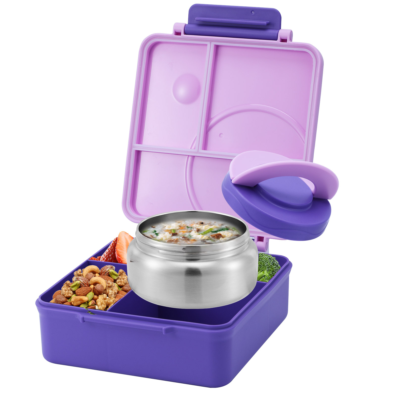断熱スープ付き4グリッドランチボックス、ティーンエイジャーや - Meal Prep Soup のレビューと価格