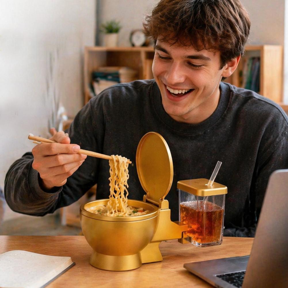 トイレ型ラーメンボウルセット、内蔵ドリンクカップとストローデ - Meal Prep Soup のレビューと価格