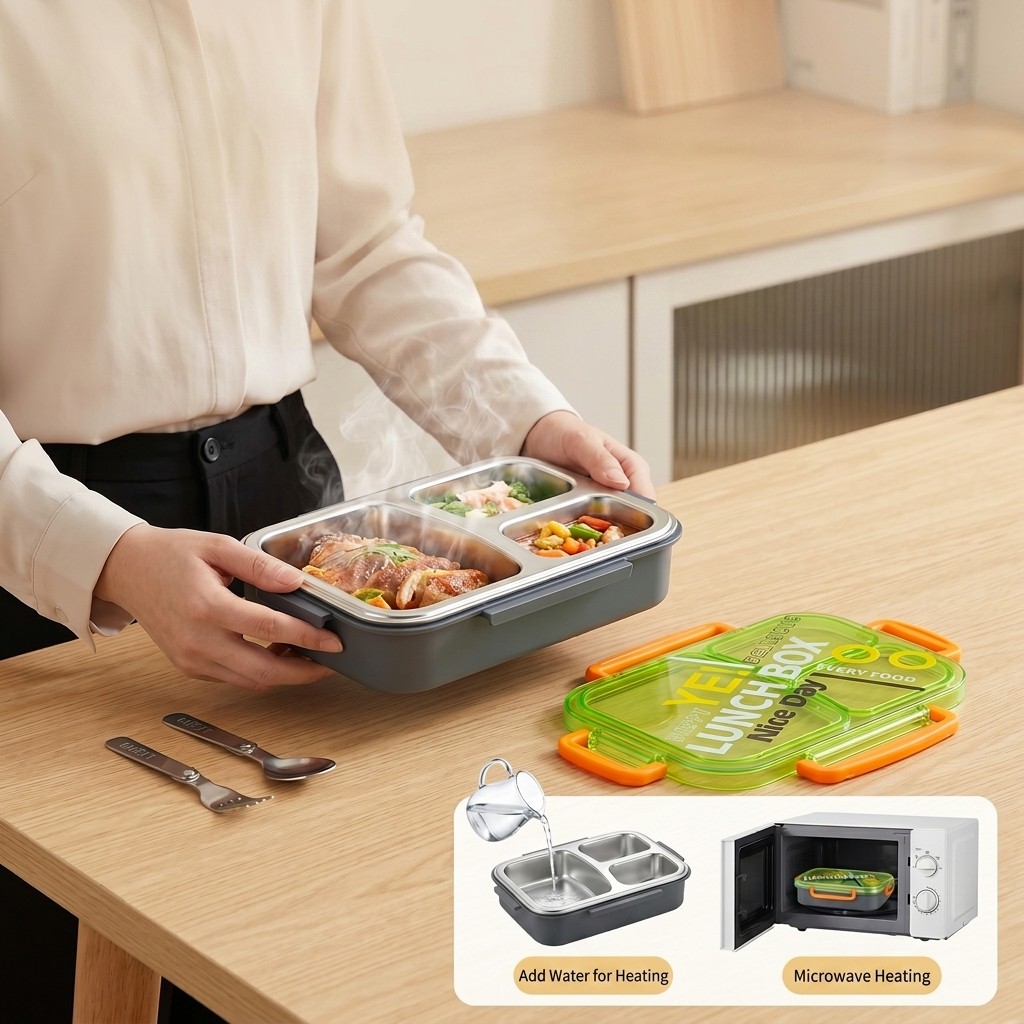 電子レンジ対応304ステンレス製弁当箱、仕切り付き食品保存容 - Meal Prep Lunch Boxes のレビューと価格