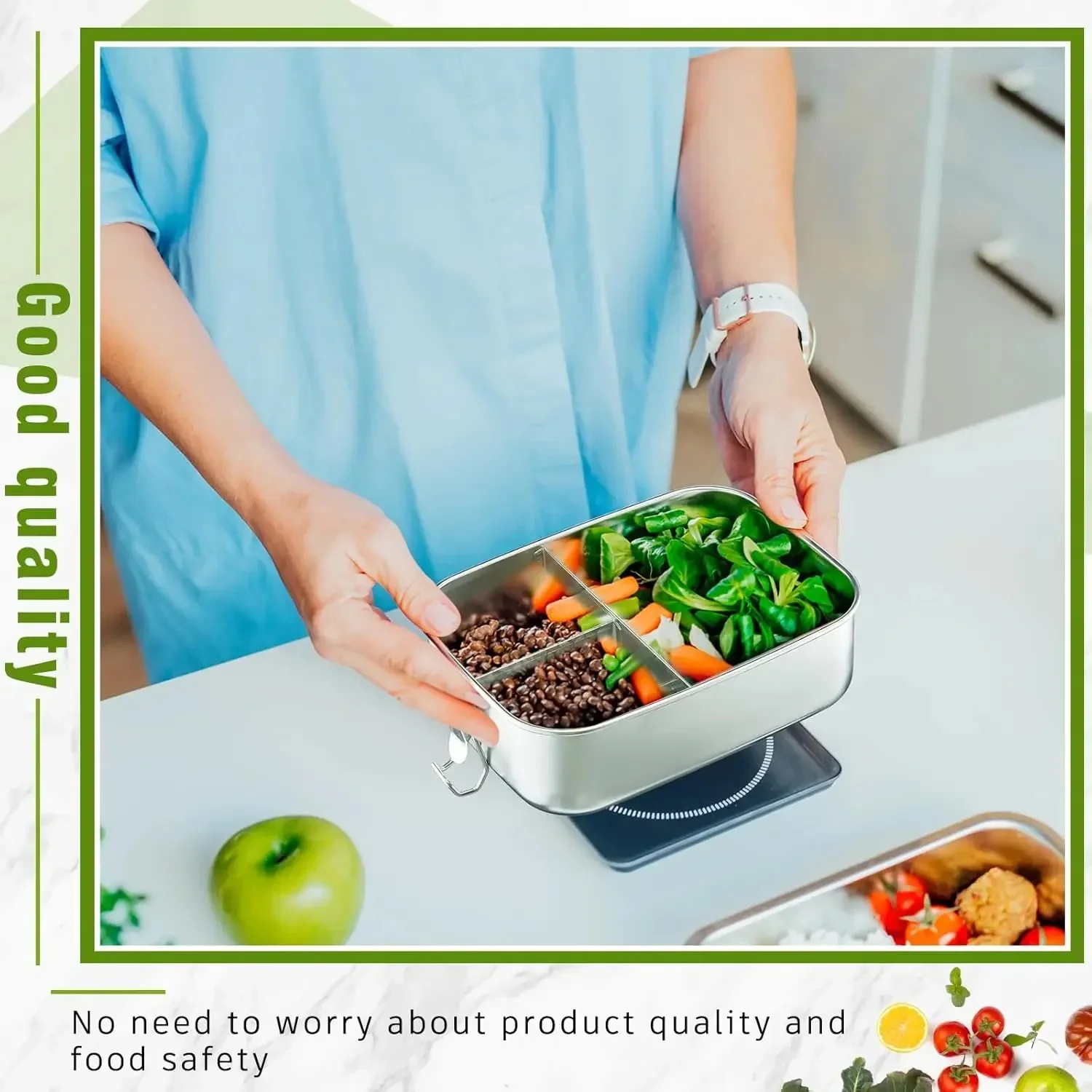 304ステンレス製ランチボックス、漏れ防止弁当箱、携帯用食品 - Meal Prep Lunch Boxes のレビューと価格